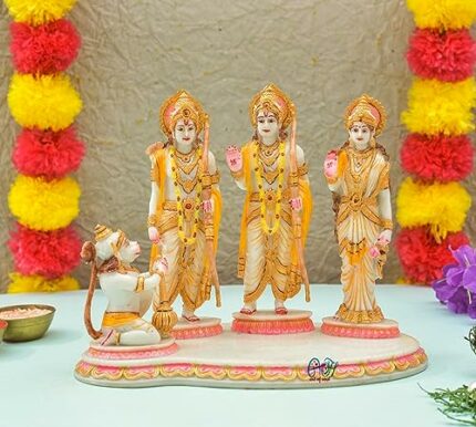 Efinito Polyresin Lord Ram with laxman Goddess Sita Devi and Hanuman Statue for Pooja Room & Gift Murti Idol Home & Office (7.5 x 9 Inch)