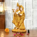 Efinito Radha Krishna ji Jugal Jodi Murti Poly Resin, Marble Crush for Home Mandir Temple Showpiece Idol Statue Gifts Home Decor Temple Pooja Golden - Image 3