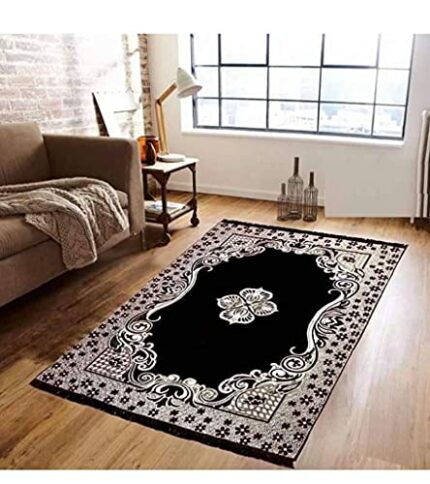 Efinito Abstract Velvet Touch Chennile Carpet for Bedroom| Living Hall and Dining Room| Area Rug and Kaleen (5x7 Feet, Multi)