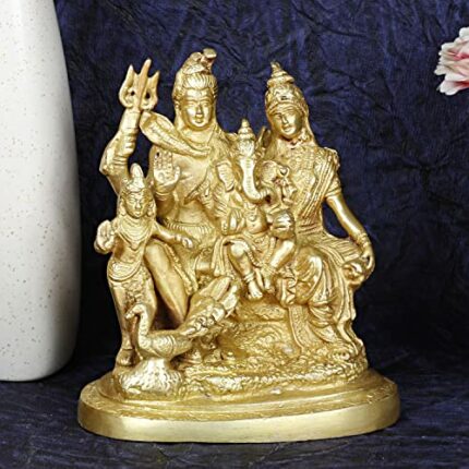 Efinito Brass Lord Shiva Parvati Kartikeya and Ganesha Murti Shiv Family Parivar Idol Statue for Home D?cor Mandir Temple Gift Showpiece 6 Inches Height