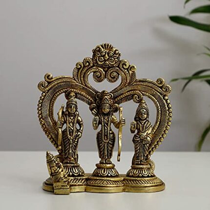 Efinito Ram Darbar (6 inches and 1 Kg) Brass Hindu God Statue Bhagwan Ram Sita Lakshman Hanuman Ji Idol for Home Decor Diwali Festival Murti Temple Puja Pooja Shop Return Gift