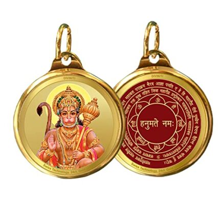 Efinito 24K Double sided Gold Plated Pendant | 22 MM Flip Coin for Men, Women and children | Religious locket for Health & Wealth | Idol for gifting loved ones