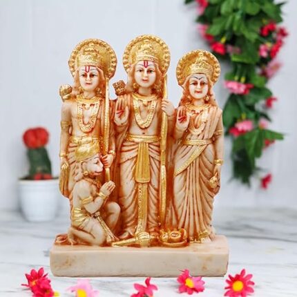 Efinito Ram darbar God Idol, God Murti Figurine Religious Pooja Gift Items and Murti for Mandir/Temple/Home/Office - (LxBxH-16x7x21 cm) (Polyresin, Multicolor) (Height-21 cm)