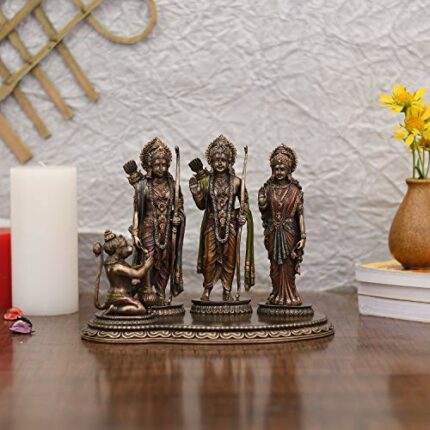 Efinito Bronze Finish Lord Ram Darbar Statue Religious Idols Ram Sita Laxman Hanuman Murti Puja Gifts Showpiece Sculpture(Size 9.5 x 7.5 Inches).