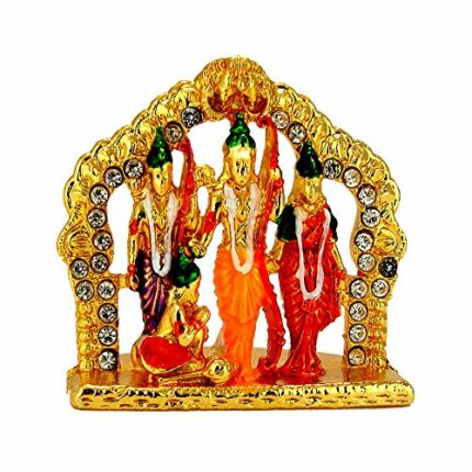 Efinito Ram Darbar, MATA Seeta Lord Ram & Hanuman Laxman Murti Idol in Golden EEfinitoctroplating for Worship & Gain Prosperity Religious Decoration for Home, Office, Gift for Vastu and Car Dashboard