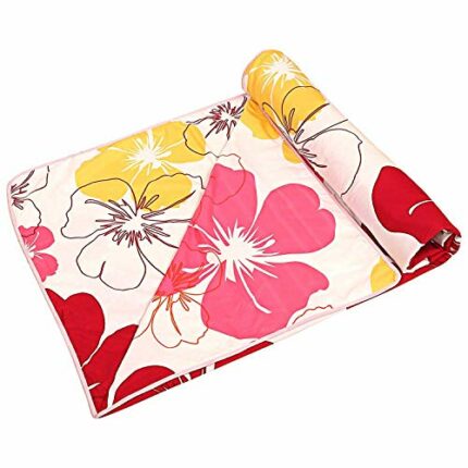 Efinito Microfiber Floral Print Reversible and Lightweight Single Bed AC Room Blanket for Summer and Mild Winter (Red)