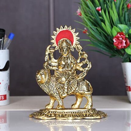 Efinito Durga Maa Murti,Shero vali ma Metal Statue for Navratri Pooja,Temple Pooja,Decor Your Home & Office,Religious Idol Gift Article,Showpiece Figurines...