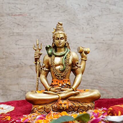 Efinito Lord Shiva Statue Blessing Idol Sculpture Murti Showpiece (20 cm X 17 cm, Multicolor) - Diwali Decoration Items for Home Decor Living Room Mandir Temple Pooja Room Table Decorative Gifts