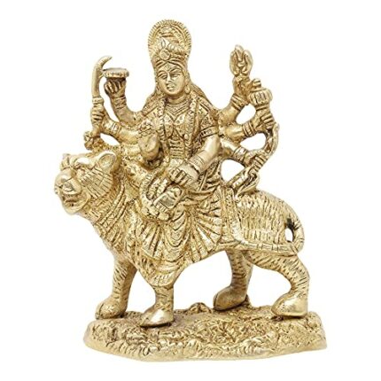 Efinito Brass Statue/Idol of Goddess Devi Durga Sherawali ShivShakti | Product Dimensions - LxBxH - 4x2x6 Inch, Weight - 850Gm