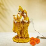 Efinito Radha Krishna ji Jugal Jodi Murti Poly Resin, Marble Crush for Home Mandir Temple Showpiece Idol Statue Gifts Home Decor Temple Pooja Golden - Image 4
