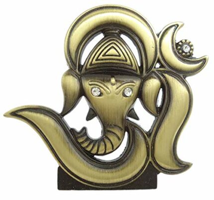 Efinito Lord OM Ganesh Idol | OM Ganesha Idol | Ganpati Vinayaka (R-61) Green Metal Statue for Car Dashboard | Mandir Murti | Home Decor | Office Table Showpiece (L*B*H-6.7 x 0.3 x 6.2 Cm)