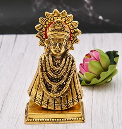 Efinito Metal Idol khatu Shyam Handmade Metal Lord Khatu Shyam Ji Murti/Statue for Pooja, Home-Office Decor & Car Dashboard