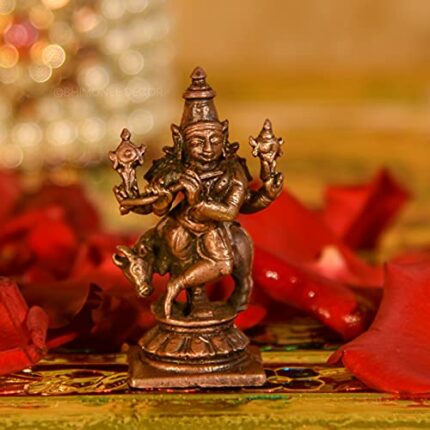 Efinito Copper Handmade Small Lord Cow Krishna 2 inches Idol Statue Showpiece for Home Temple Decor II Office Desk II Nice Gift Ideal for Good Luck Wishes II