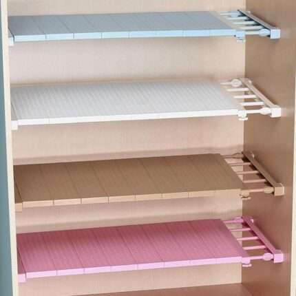 Efinito Expandable Shelf Closet Organizer Storage Adjustable Rack Rod White 30-40cm