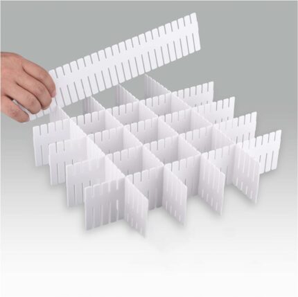 Efinito Adjustable Drawer Divider Set for Home and Office Organization. Customizable, Interlocking Design for Clutter-Free Storage in Drawers and cabinets (Cut at Will) (16)