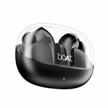 boAt Airdopes 311 Pro, 50HRS Battery, Fast Charge, Dual Mics ENx Tech, Transparent LID, Low Latency, IPX4, IWP Tech, v5.3 Bluetooth Earbuds, TWS Ear Buds Wireless Earphones with mic (Active Black) | Noise Cancelling | Long Battery Life | Fast Charging