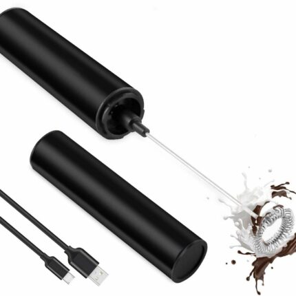 Efinito Travel Milk Frother Hand held Electric Coffee Beater with Rechargeable Battery USB Charging Cable, Travel Casing (Black)