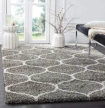 Efinito Round Polyester Non Slipy Shaggy Fluffy Fur Rugs and Carpet for Living Room, Bedroom