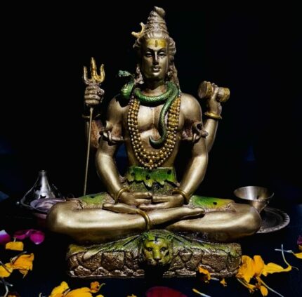 Efinito Lord Shiva Statue Metallic Finish Pooja Mandir Room, Shankar Mahadev Showpiece Idol, Shiv Ji Murti, Home & Office Decor, Marriage Gift - Gold (7 x 5 x 2.5) Inches