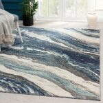 Efinito Premium Italian Carpets for Living Room/Bedroom/Home, Waterproof and Anti-Skid (Marble Blue, 3x5fts)