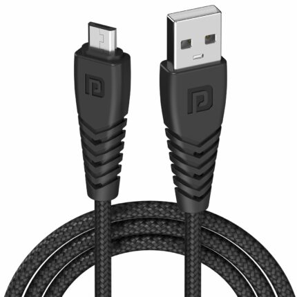 Portronics Konnect B Micro USB Fast Charging Cables For Fast Charging & Data Sync 3.0 Amp with PVC Heads I Nylon Braided I 1 mtr(Black)