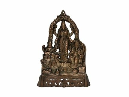 Wall Hanging Goddess Saraswati & Lakshmi & Ganesh Gun Metal Copper Color God Idol by Efinito