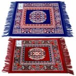 Efinito Rug (Sky Blue & Maroon, Velvet, Standard) - Image 2