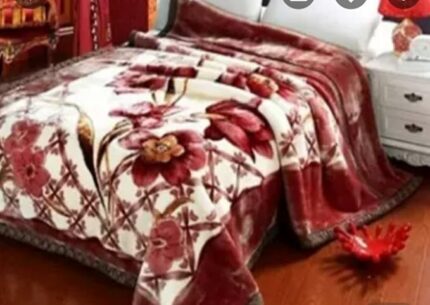Efinito Premium Double Ply Floral Design Double Bed Embossed Reversible Mink Blanket for Heavy Winter (Pack of 1)