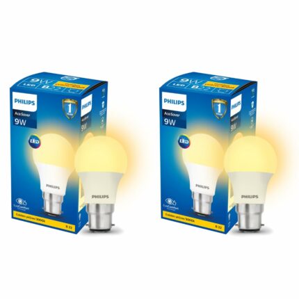 Efinito 9-Watts B22 LED Warm White(Golden Yellow) LED Bulb, Pack of 2, (Ace Saver)
