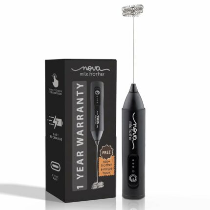 Efinito Rechargeable Milk Frother & Coffee Whisker with Dual Spring Tech | 1 Year Replacement Warranty | Free Coffee Frothing Recipe Book