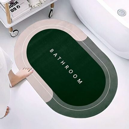Efinito Premium Silicon Floor Mat, Bath Mat, Doormat, Bathroom Carpet, Cushion Mat Super Absorbent Soft Carpet, Quick Dry Dirt Barrier for Home, Office, (60x40), Green