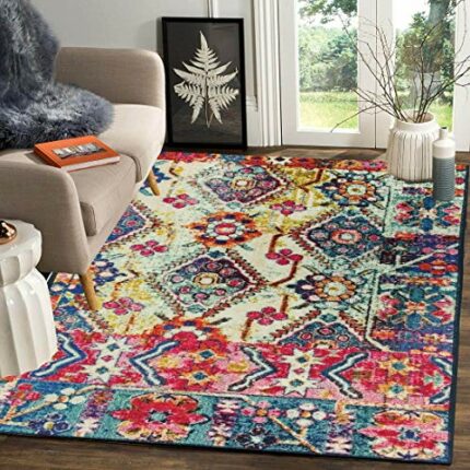 Efinito 3 x 5 Feet Multi Printed Vintage Persian Carpet Rug Runner for Bedroom/Living Area/Home with Anti Slip Backing