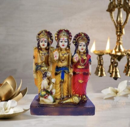 Efinito Antique Marble Dust Ram Darbar Murti Statue Idol for Home Pooja Ram Parivar Family Statue Idol Size 5 Inch