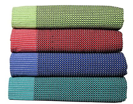 Efinito Single Size Pure 100% Cotton Blanket/Solapur Chaddar/ Bedsheet for All Weather Daily use Checkered Light Green Red Navy Blue Dark Green Family Pack (60x90 inches, Set of 4, reversible)