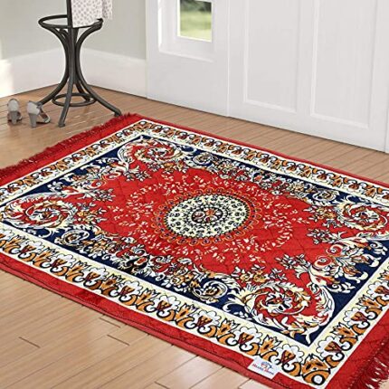 Efinito 4 x2 Feet Superfine Velvet Carpet|Rug|Living Room|Bedroom|Hall (Red), Standard (HS_36_HEARTH018354)