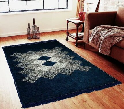 Efinito Velvet Royal Carpet - |60" inch x 84" inch | 150 cm x 210 cm | 5 Feet x 7 Feet |-Dark Blue Carpets for Living Room Hall Drawing Room Guest Room mat durri Yoga Jim Office - |5 x 7 |
