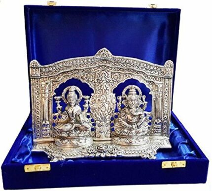 Efinito - Laxmi Ganesh Idol (26 Cm X 5 Cm X 19 Cm, Silver Plated), Diwali Gift, Laxmi Ganesh Idol for Gift