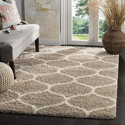SOMEDA Collection of Finishing Anti Slip Shaggy Fluffy Fur Rugs and Carpet for Living Room, Bedroom (Beige, 5 X 8 FEET)