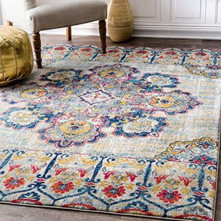 Efinito 3 x 5 Feet Multi Printed Vintage Persian Carpet Rug Runner for Bedroom/Living Area/Home with Anti Slip Backing