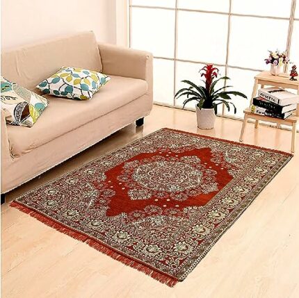 Efinito Polyester Floor Carpet | Area Rugs for Living Room, Bed Room, Hall, Coffee Table, Parties & Gatherings | Hand Tufted Wool Rugs | Home Decor | 54X84 Inch (Orange Chenille)