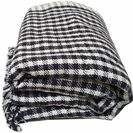 Efinito Sparsh Handloom Cotton Standard Blanket (Black, White)