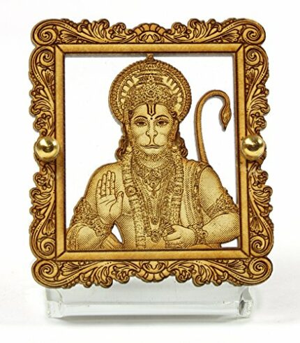 Efinito Wood, Acrylic Hanuman Ji Idol with Japa Mala, 3 x 6.5 cm x 5 cm, Brown