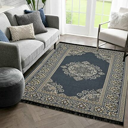 Efinito Designer Superfine Exclusive Cotton Carpet | Rug | Living Room | Bedroom | Hall | School | Temple | Bedside Runner | (Grey, 6X9 Feet)