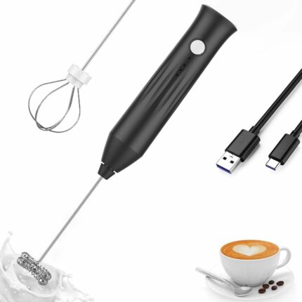 Efinito Coffee frother Electric with 2 Whisker & 3-Speed Adjustable 1100mAh Battery Milk Blender Beater Handheld Foam Maker Mixer Gift 11000 RPM Lattes Cappuccino (309)