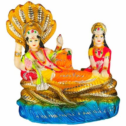 Efinito Unbreakable Lord Vishnu Laxmi Idol Handicraft Statue with Sheshnaag (21.5 x 21 x 9 cm, Multicolor),, Others, Resin