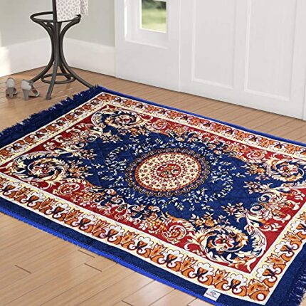 Efinito Superfine Velvet Carpet (Blue, Standard, HS_36_HEARTH018360 4 x2 Feet)