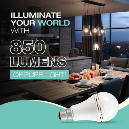 Efinito 8.5w LED Emergency Bulb | Shatter Resistant |Cool Day White (6500K) | B22 LED Bulb Base | Inverter Bulb for home,4 Hours battery back up| Li-ion Battery | Over charging Protection