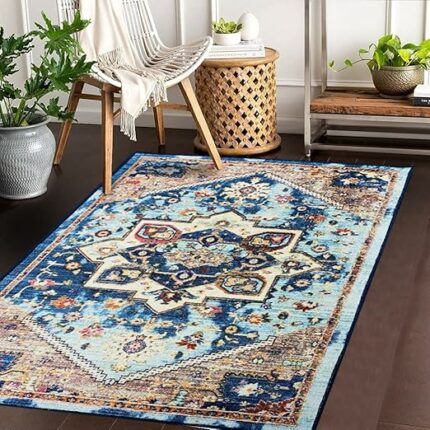 Efinito Multi Printed Vintage Persian Carpet Rug Runner for Bedroom/Living Area/Home with Anti Slip Backing (419, 3 x 5)