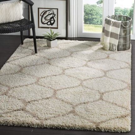 Efinito ?Super Soft Microfiber Fluffy and Plush Modern Carpets for Living Room with 2 inch Thickness?(Ivory;Beige,4 X 6 FEET)