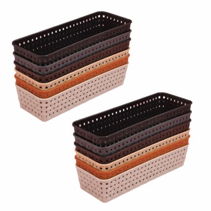 Efinito Plastic Multipurpose Desk Organizer Tray Office Drawer Dividers Storage Bins for Kitchen, Bathroom, Office, Makeup, Bedroom Dresser, Craft Basket Rack Multicolour (6 Pcs Set)